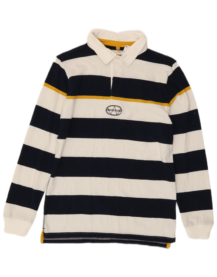 Camisa pólo de rugby masculina Marks & Spencer 12-13 anos listrada azul marinho