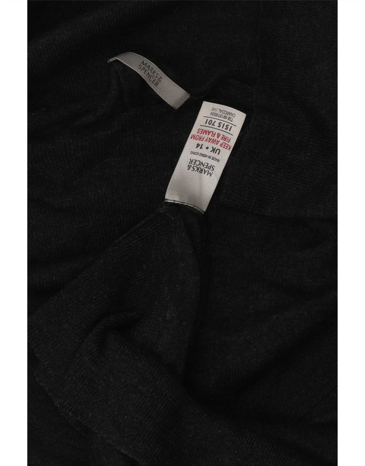Suéter feminino Marks & Spencer com gola redonda Reino Unido 14 grande cinza poliamida