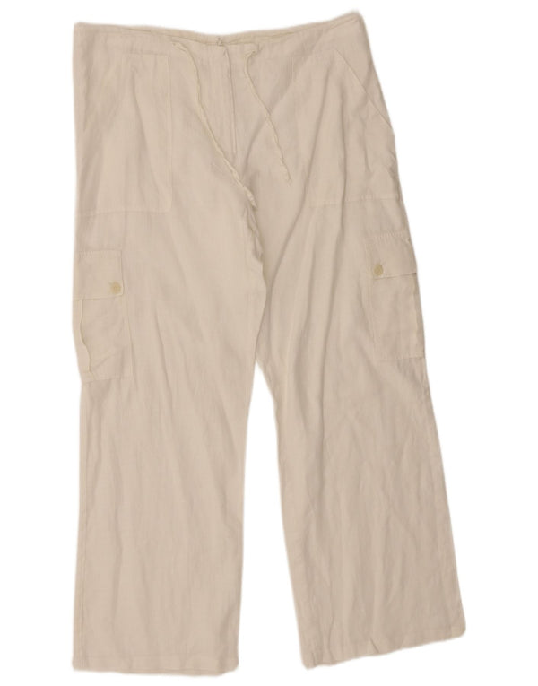 Calça cargo feminina vintage cintura alta solta W32 L27 off white