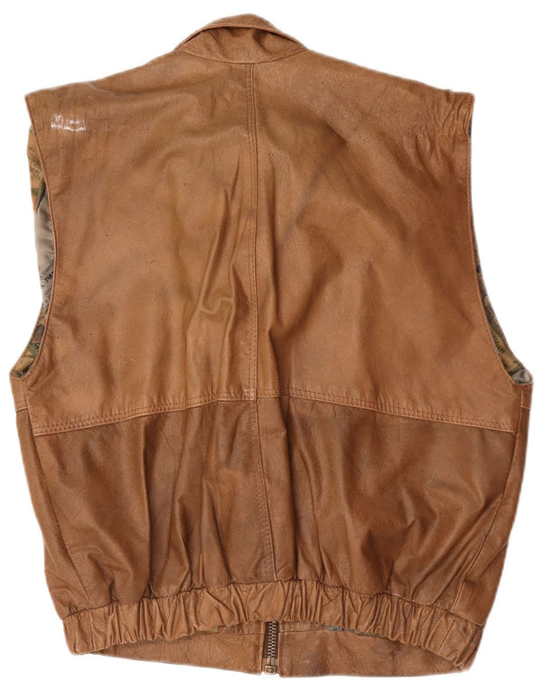 Colete de couro masculino vintage UK 40 grande marrom