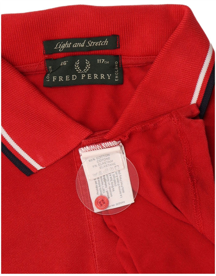 Camisa polo masculina leve e elástica Fred Perry de algodão vermelho médio