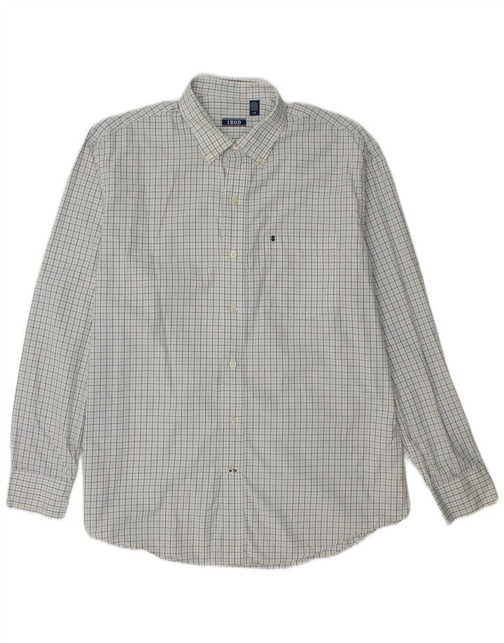 Camisa masculina IZOD grande algodão xadrez branco