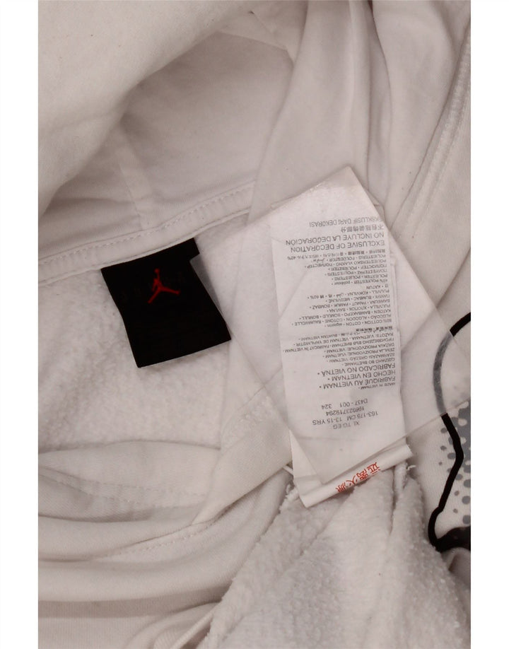 JORDAN Meninos moletom com capuz gráfico 13-14 anos XL algodão branco