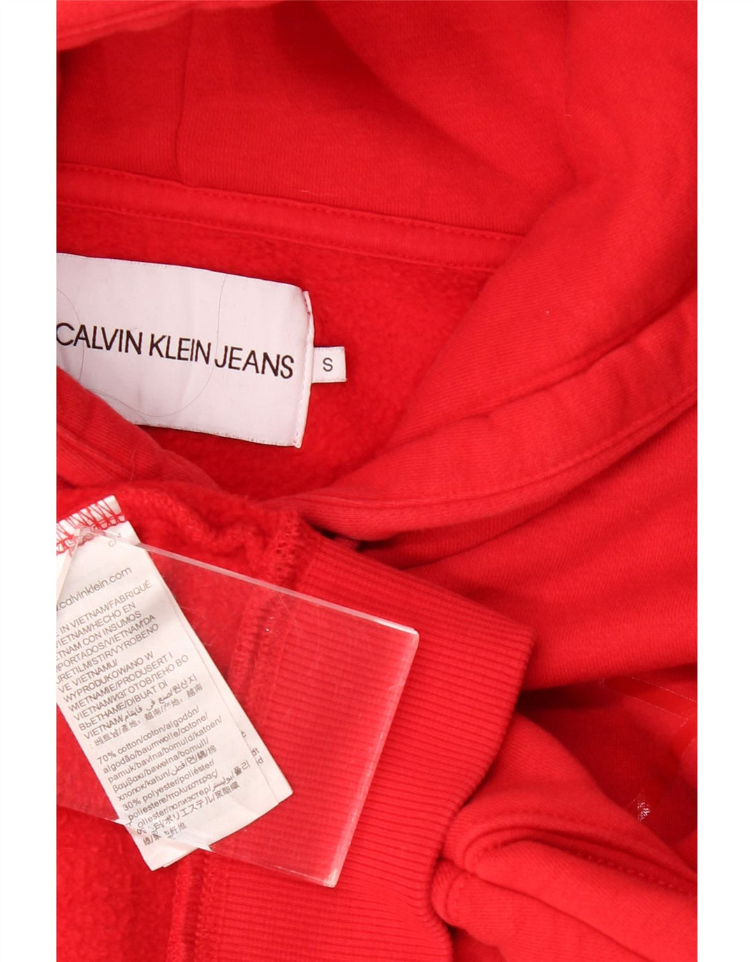 CALVIN KLEIN JEANS Suéter feminino com capuz e corte oversized Reino Unido 10 pequeno vermelho