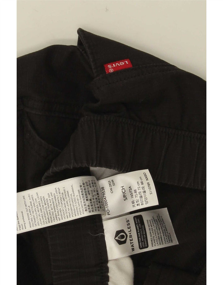 Calça cargo reta masculina Levi's pequena W28 L30 algodão preto