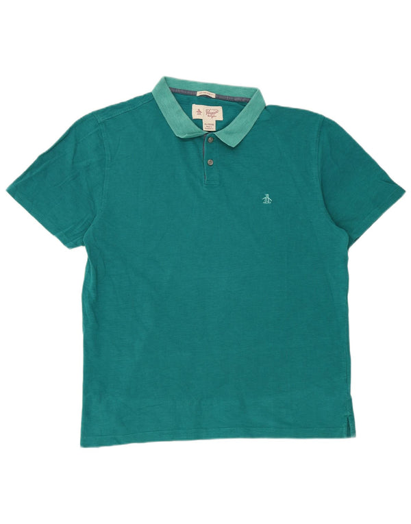 Camisa polo masculina Penguin Heritage Slim Fit XL algodão azul