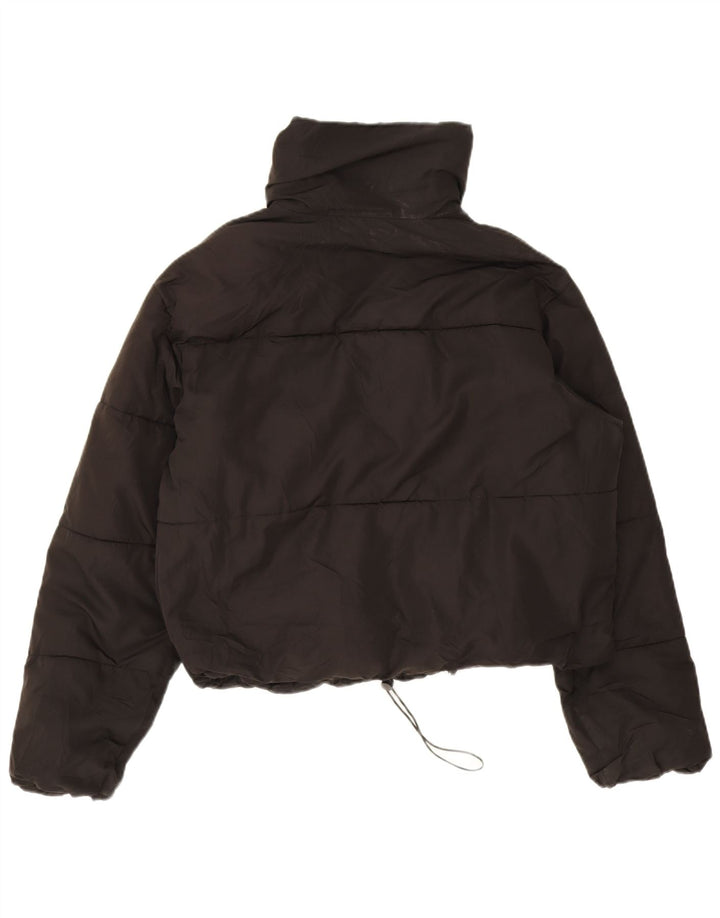 Zara Womens Crop Oversized acolchoado jaqueta UK 6 XS poliéster preto