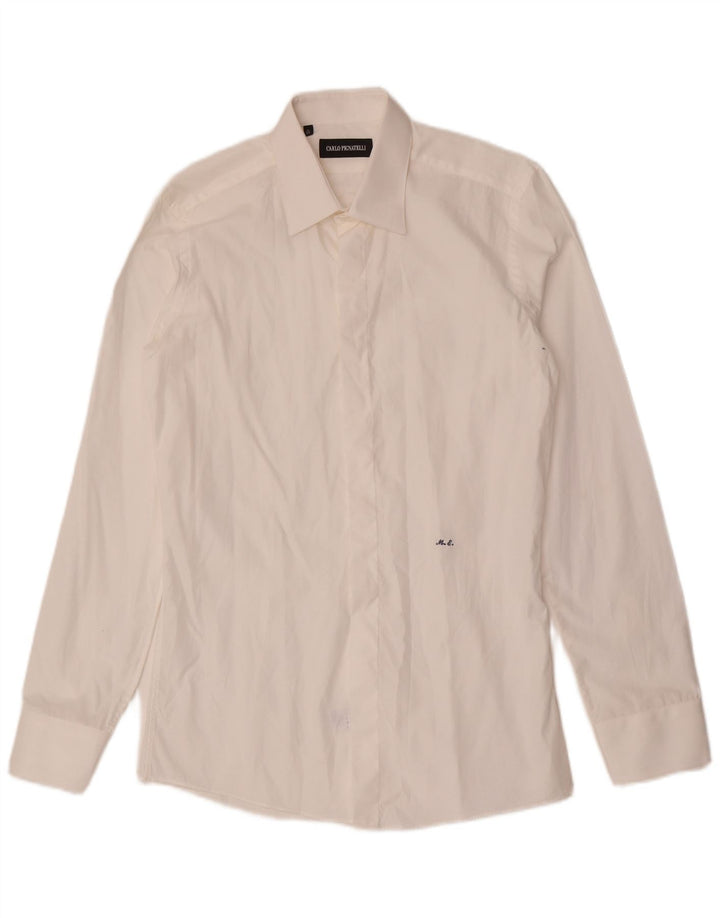 Camisa formal masculina Carlo Pignatelli tamanho 38 15 algodão branco médio