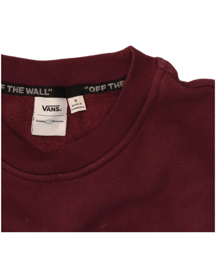 VANS Womens Crop Sweatshirt Jumper UK 10 Pequeno Borgonha