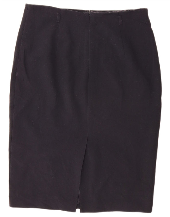Saia lápis feminina Marks & Spencer Reino Unido 14 grande W32 azul marinho poliéster