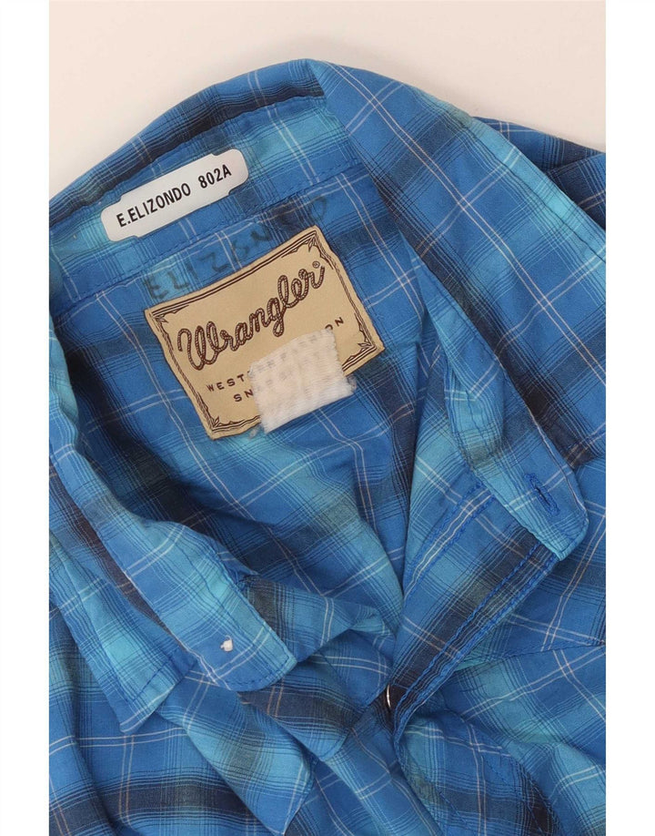 Wrangler Camisa masculina de manga curta grande xadrez azul