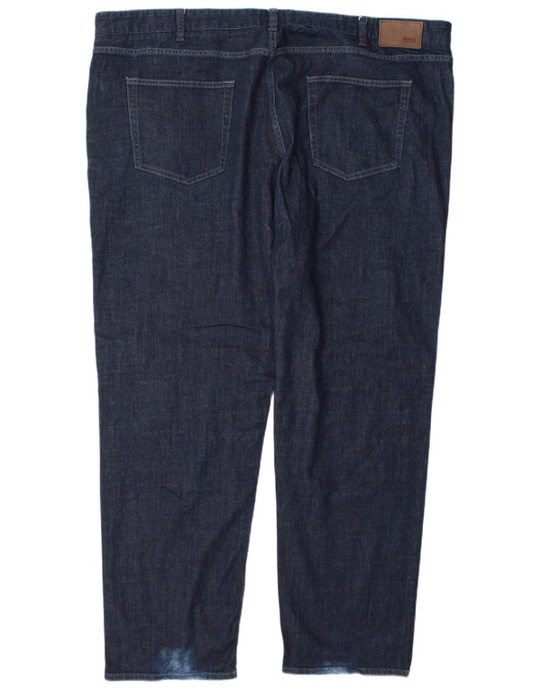 Hugo Boss Mens Straight Jeans W48 L34 Azul Marinho Algodão