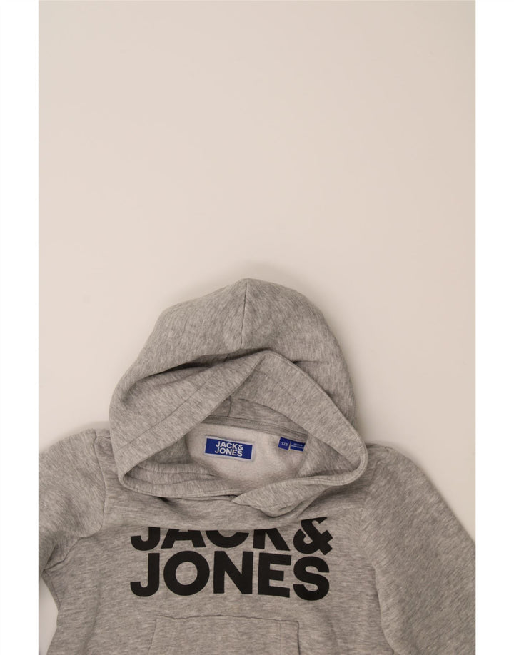 JACK & JONES Boys Graphic Hoodie Jumper 7-8 Years Grey Cotton Vintage Jack & Jones and Second-Hand Jack & Jones from Messina Hembry 