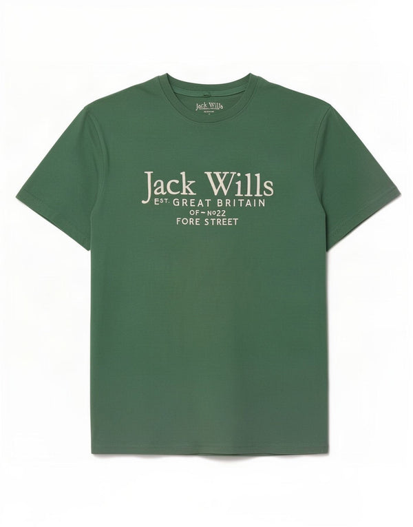 Jack Wills Mens Classic Fit Graphic T-Shirt Top Small Green Cotton