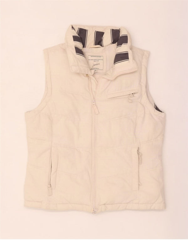 Gilet feminino acolchoado Joules UK 14 grande algodão branco