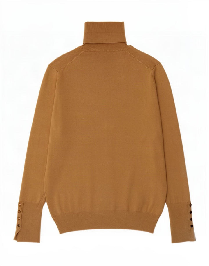 Suéter feminino Zara com gola redonda e viscose bege médio Reino Unido 12
