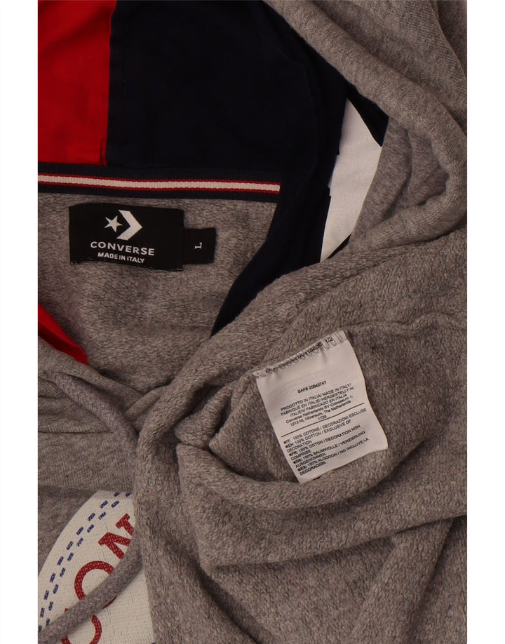Converse masculino gráfico moletom com capuz grande algodão cinza