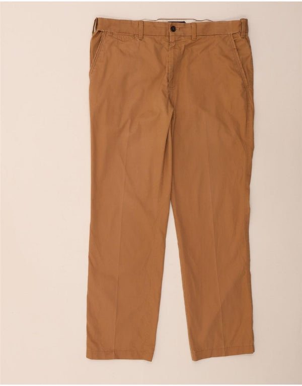 Calça chino reta masculina Marks & Spencer Blue Harbor W36 L31 marrom