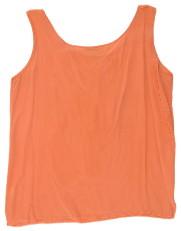 Blusa feminina vintage sem mangas UK 16 grande seda laranja