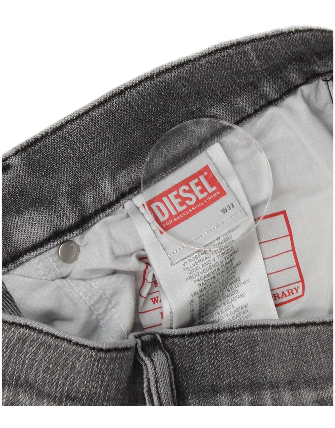 Jeans skinny masculino DIESEL W33 L30 algodão cinza