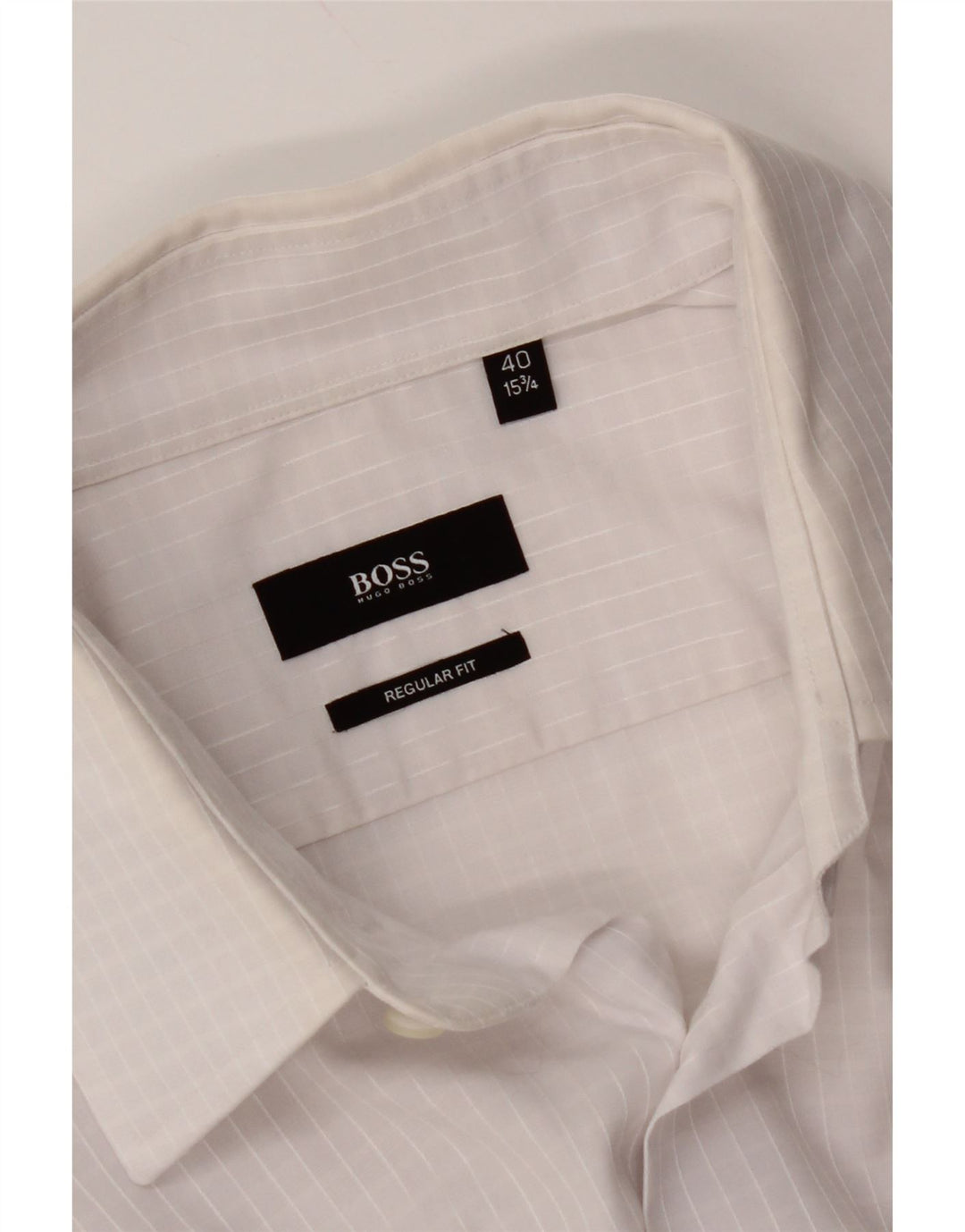 Camisa masculina de ajuste regular HUGO BOSS tamanho 40 15 3/4 médio branco guingão