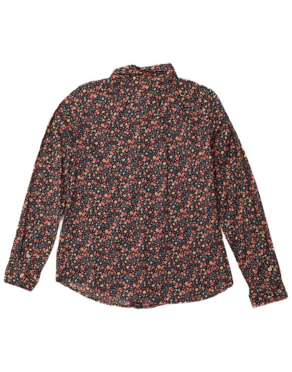 Camisa feminina BENETTON UK 14 média de algodão floral multicolorido