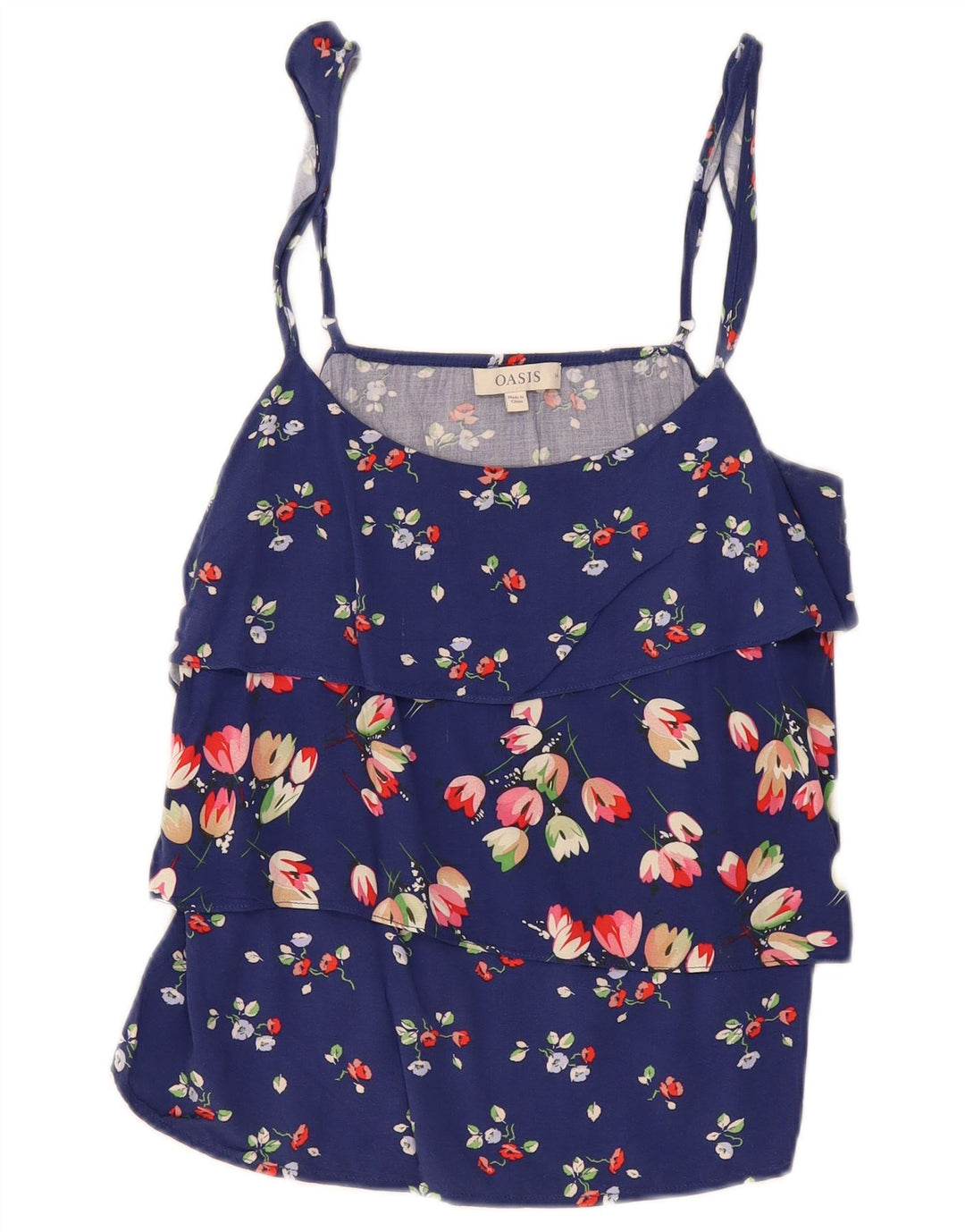 Top Cami Feminino Oasis UK 14 Viscose Floral Azul Médio