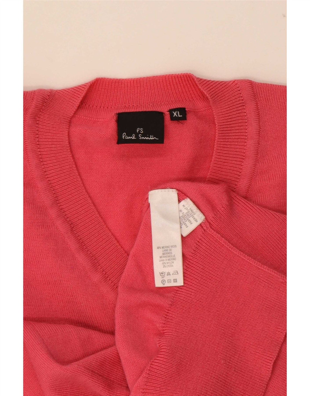 Suéter masculino Paul Smith com decote em V XL lã vermelha
