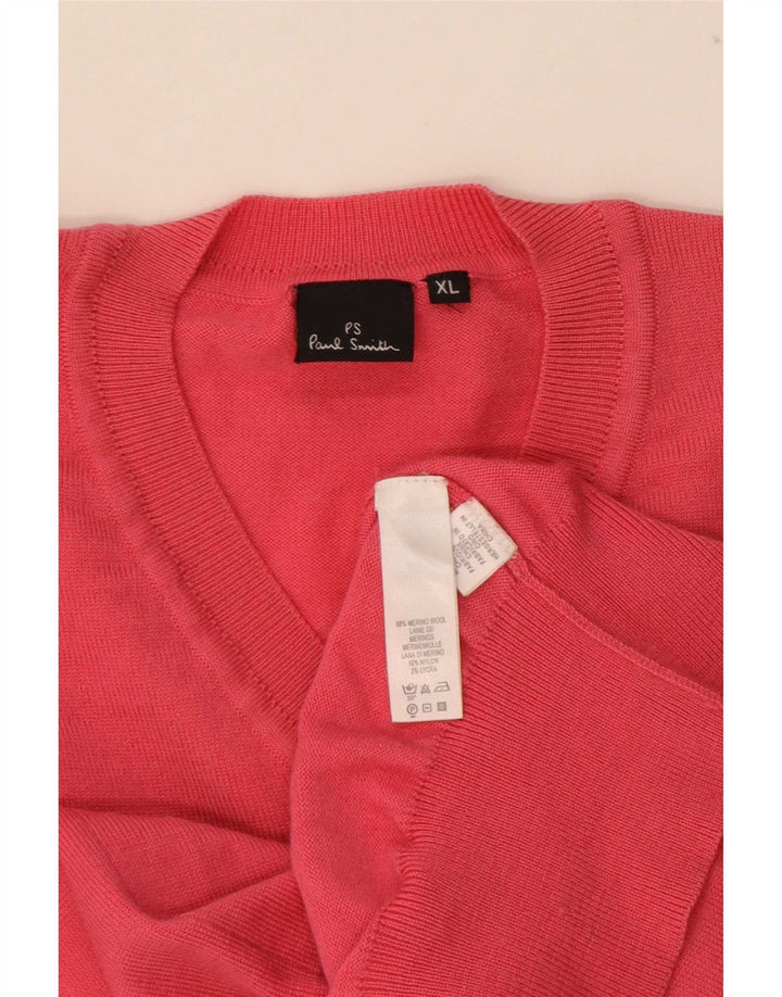 Suéter masculino Paul Smith com decote em V XL lã vermelha