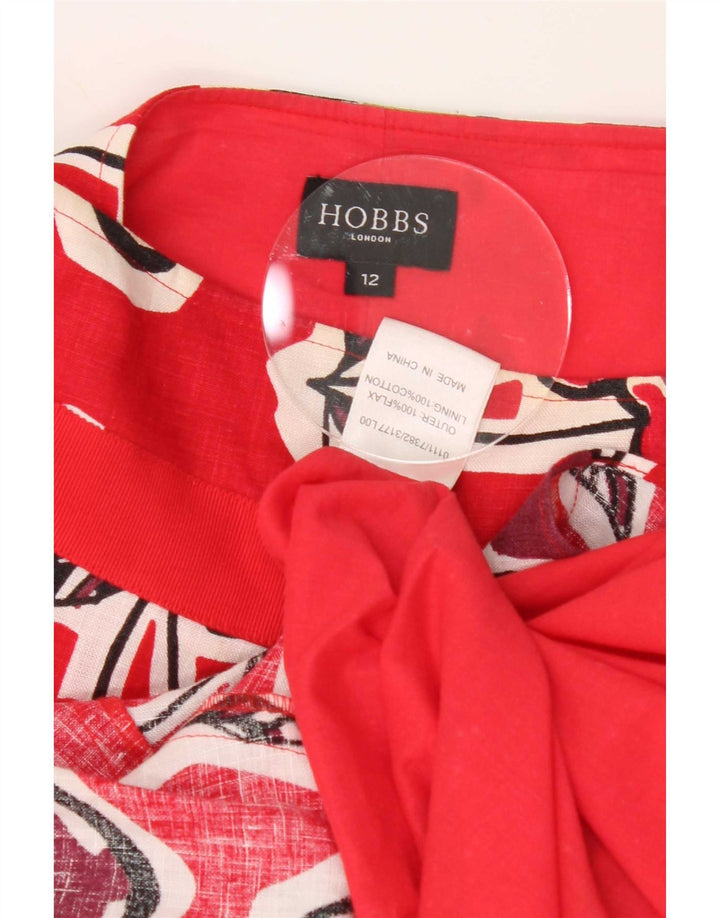 Saia feminina Hobbs com estampa A-Line Reino Unido 12 médio W32 linho vermelho