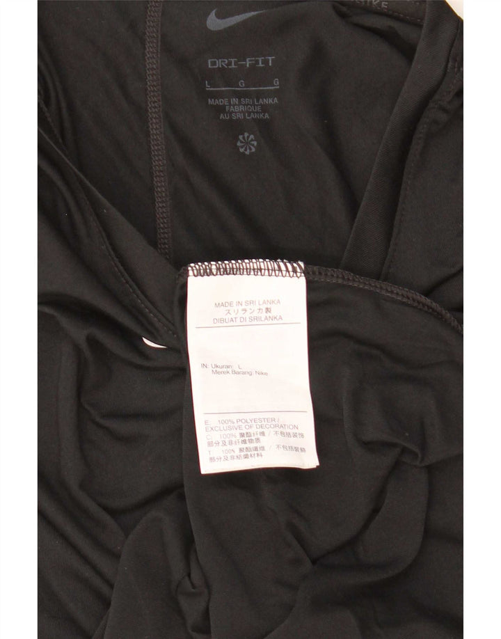 Top Nike Dri Fit Feminino Manga Longa UK 16 Grande Poliéster Preto