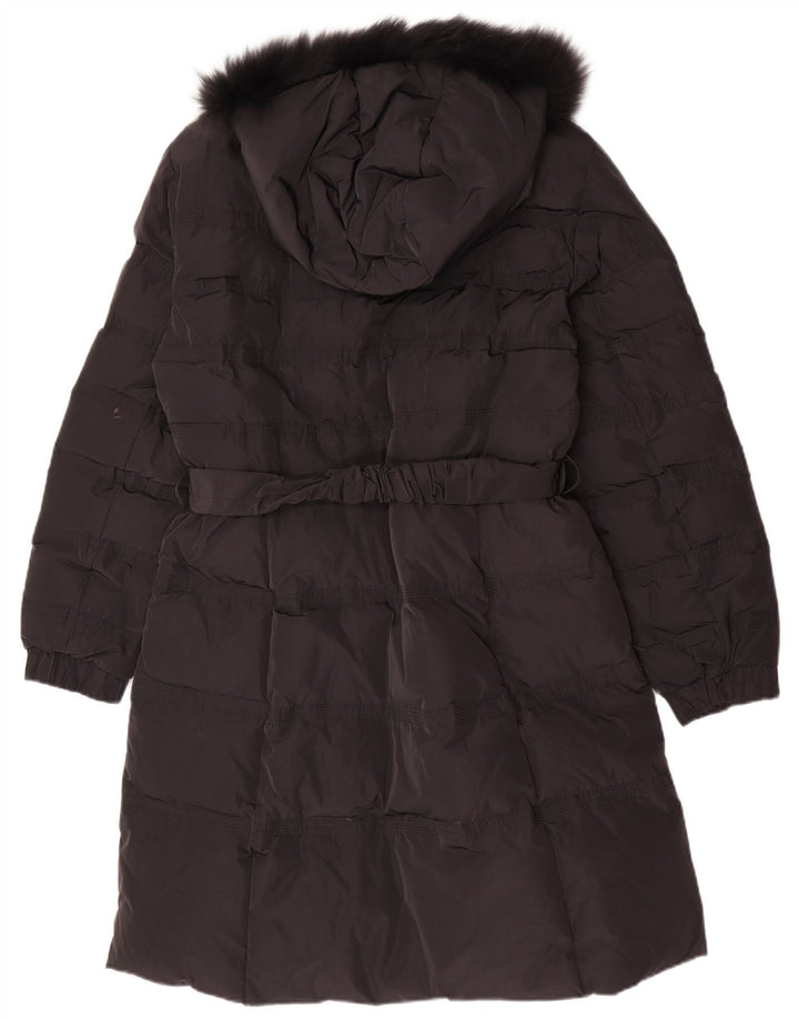Casaco acolchoado com capuz feminino vintage IT 50 XL poliéster preto