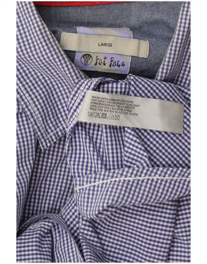 Camisa masculina de ajuste regular Fat Face grande algodão listrado azul