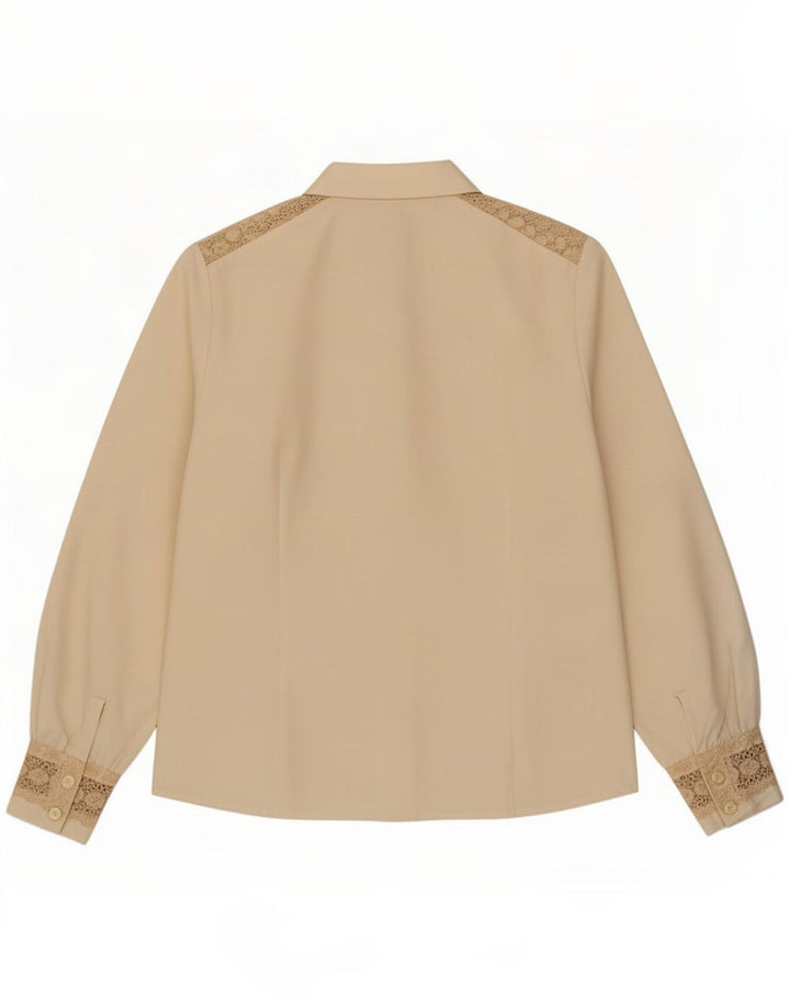 Blusa feminina vintage US 3 pequena poliéster branco