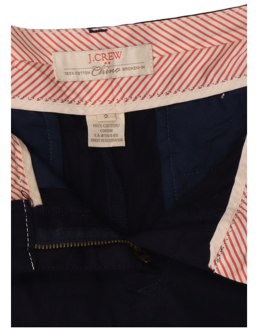 Shorts Chino feminino J. CREW EUA 2 XS W29 algodão azul marinho