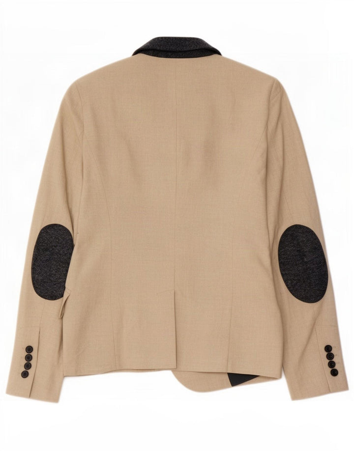 Jaqueta blazer feminina Zara com 1 botão Reino Unido 12 médio bege
