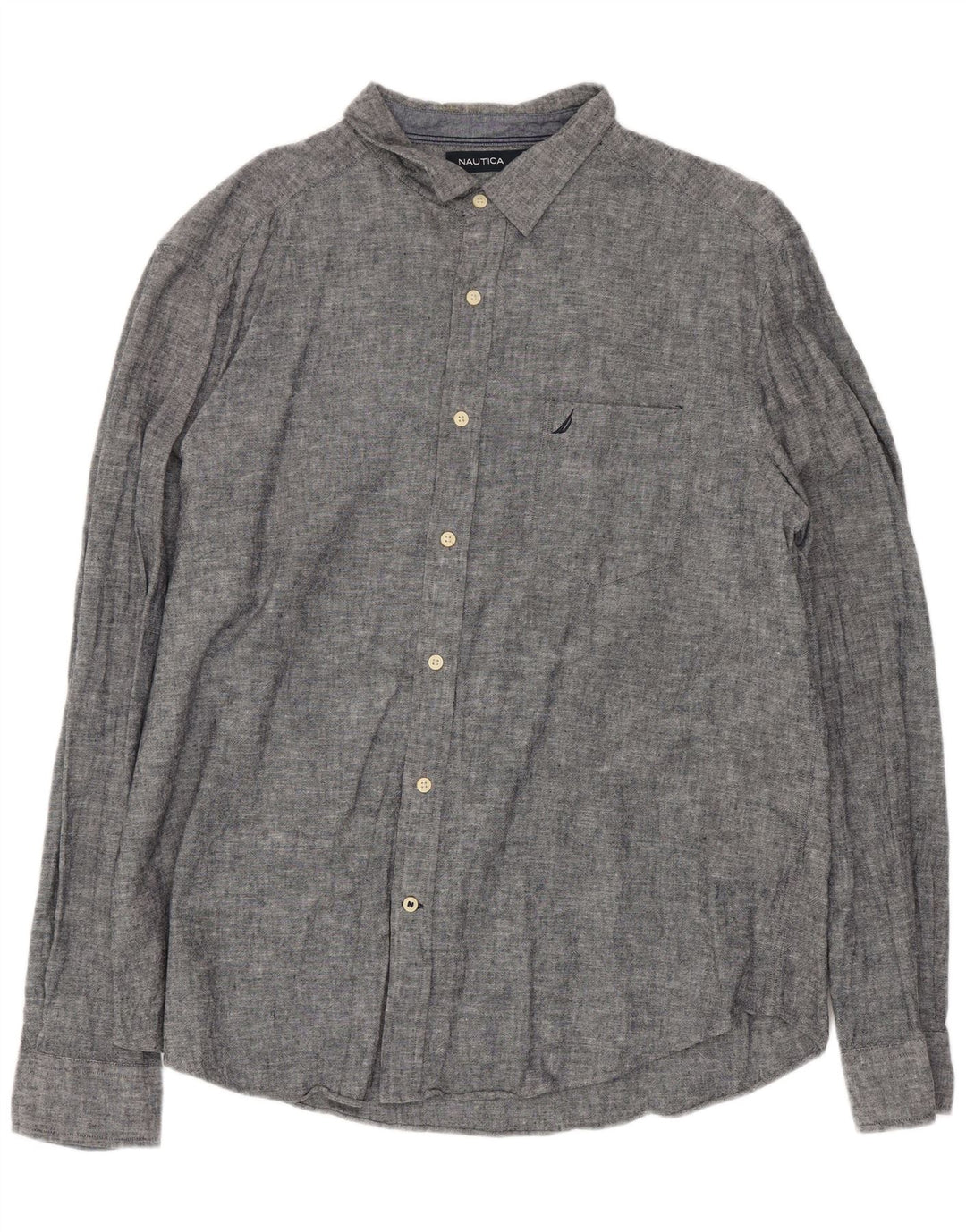 Camisa masculina Nautica XL linho manchado cinza