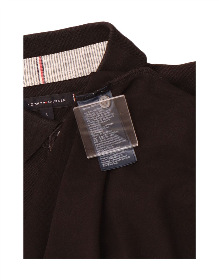 Camisa polo masculina TOMMY HILFIGER grande algodão preto