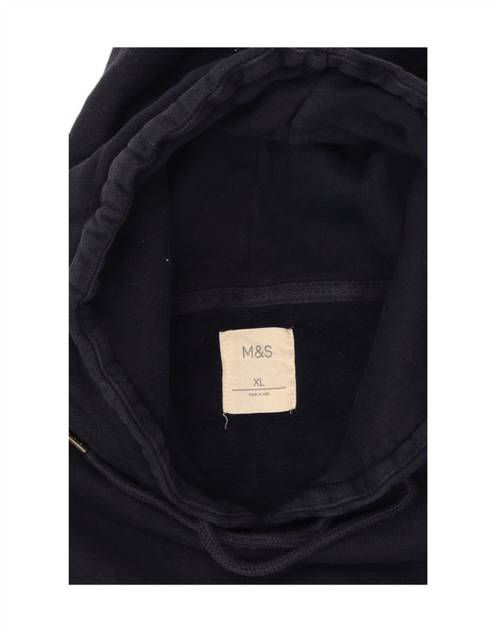 MARKS & SPENCER Womens Hoodie Jumper UK 18 XL Navy Blue Cotton Vintage Marks & Spencer and Second-Hand Marks & Spencer from Messina Hembry 