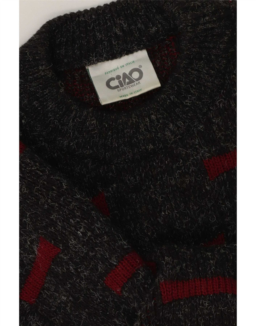Suéter masculino Ciao com gola redonda cinza médio geométrico