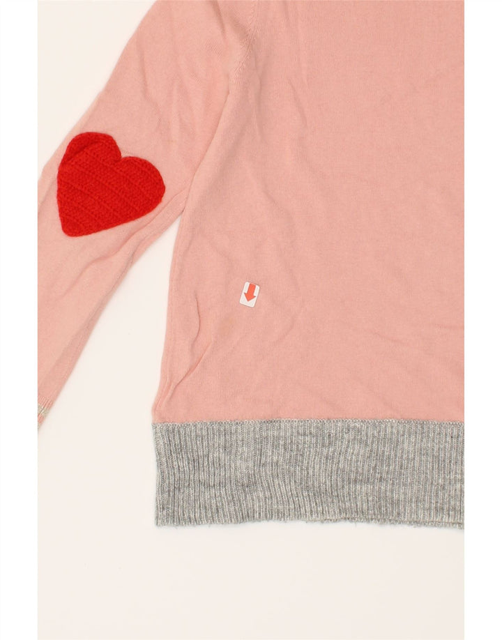 BODEN Girls Boat Neck Jumper Sweater 9-10 Years Pink Colourblock Cotton Vintage Boden and Second-Hand Boden from Messina Hembry 