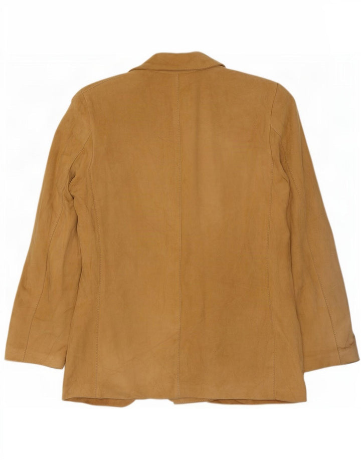 Jaqueta blazer feminina vintage de camurça com peito duplo IT 44 bege médio