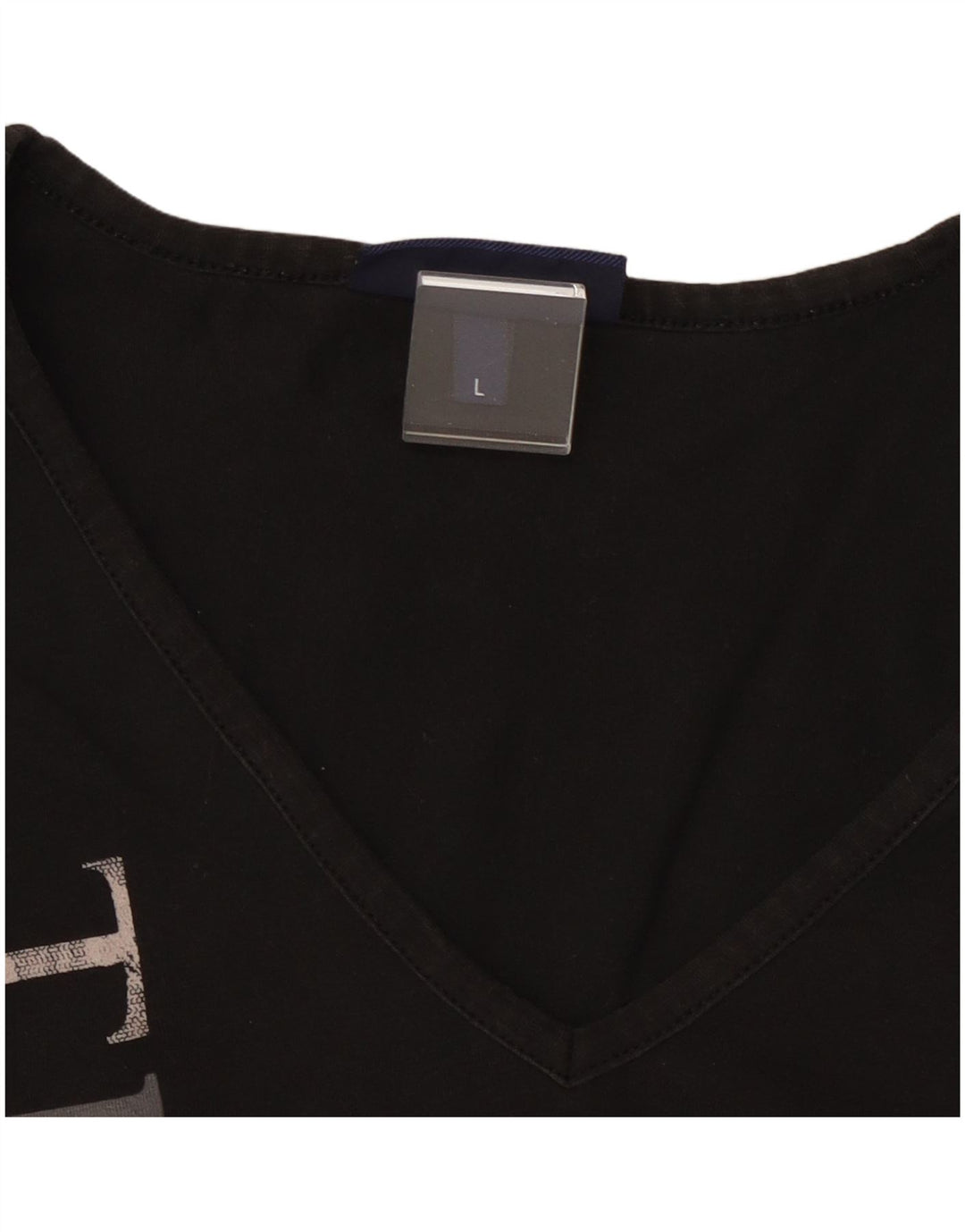 TRUSSARDI JEANS Top gráfico feminino manga comprida Reino Unido 14 grande preto