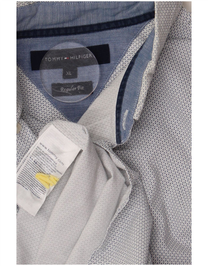 Camisa masculina TOMMY HILFIGER Regular Fit XL algodão geométrico branco