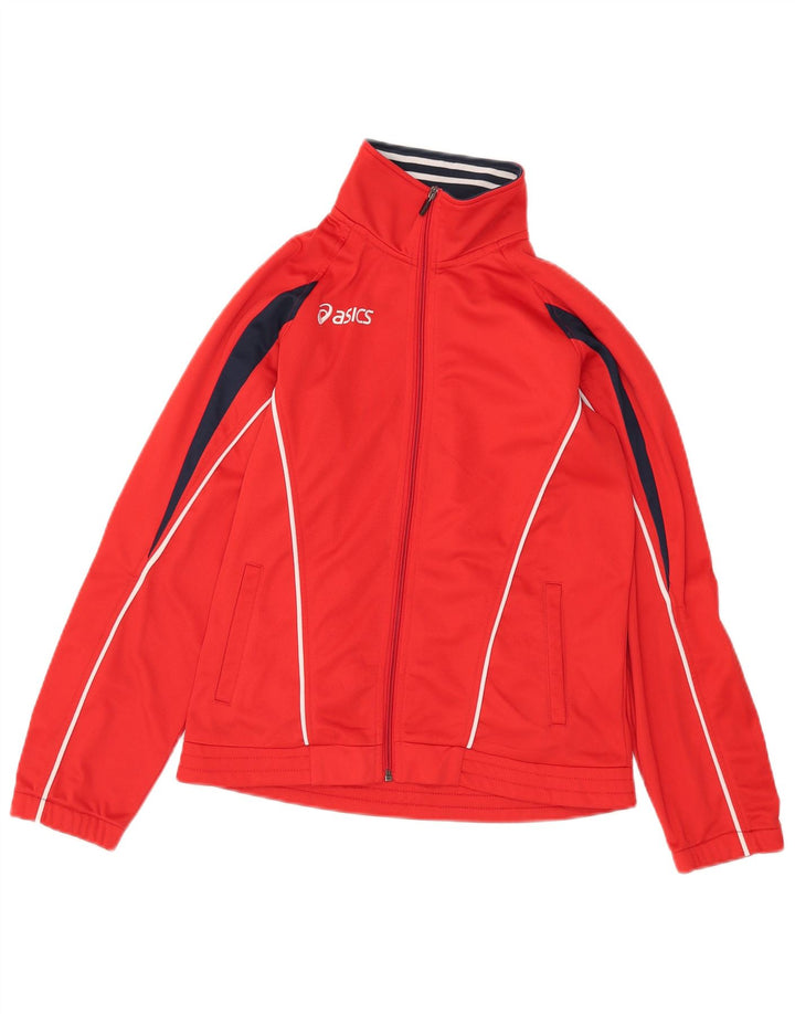 Asics Womens Tracksuit Top Jacket UK 8 Pequeno Colorblock Vermelho