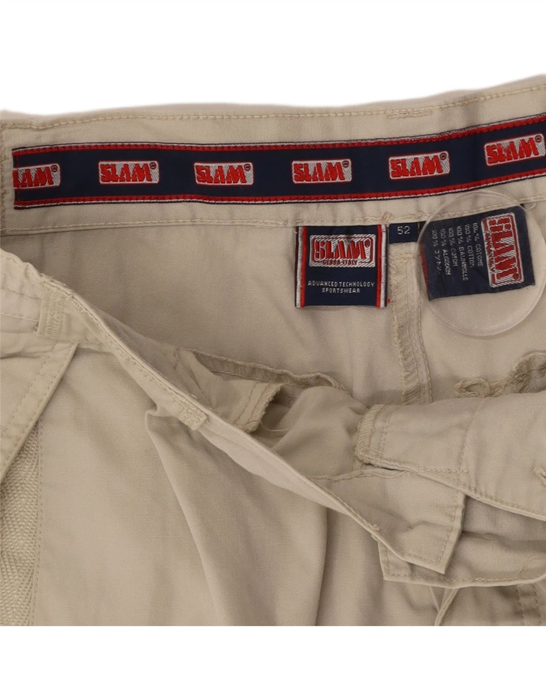 Shorts cargo masculino SLAM IT 52 XL W38 algodão bege