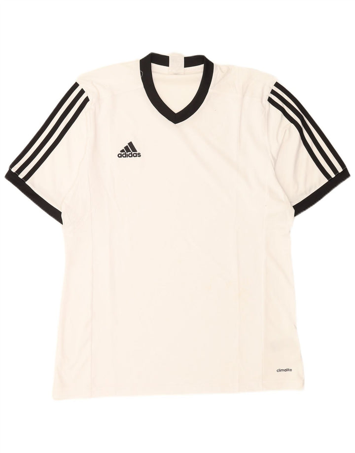 Adidas Mens Climalite Camiseta Top Grande Poliéster Branco