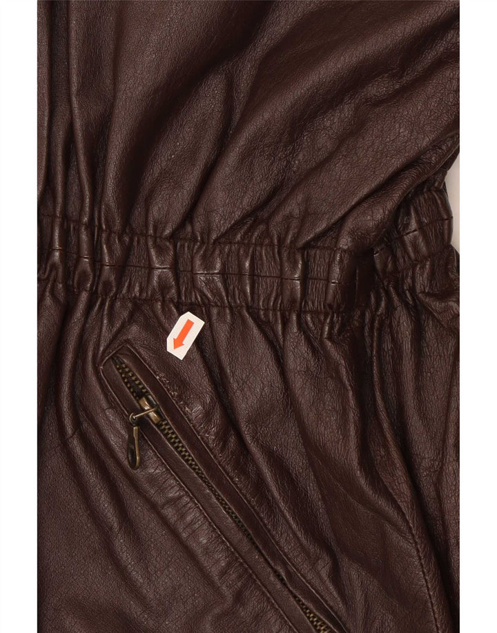 Jaqueta de couro feminina vintage UK 20 2XL marrom