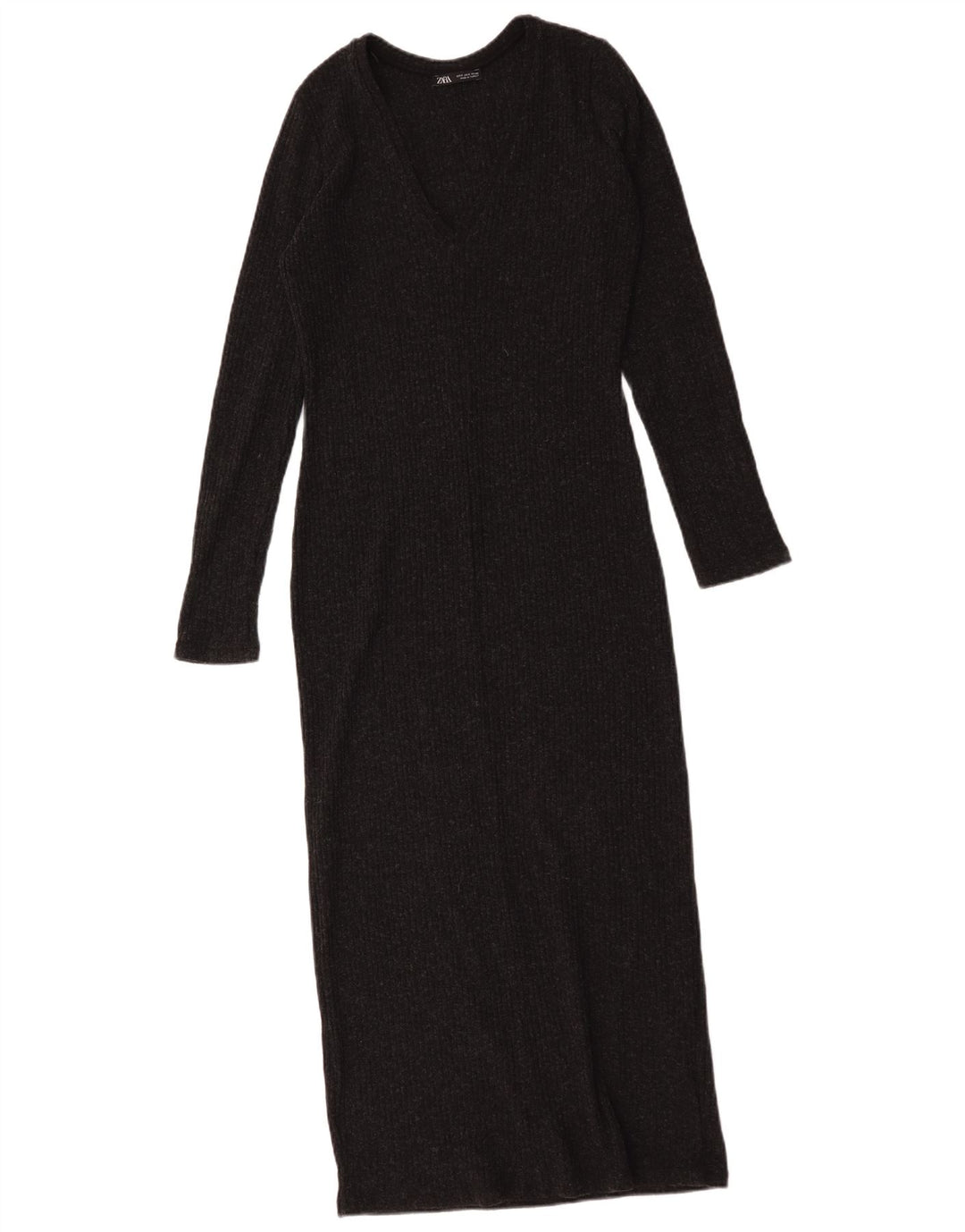 Vestido jumper feminino Zara de manga comprida Reino Unido 10 pequeno poliéster cinza