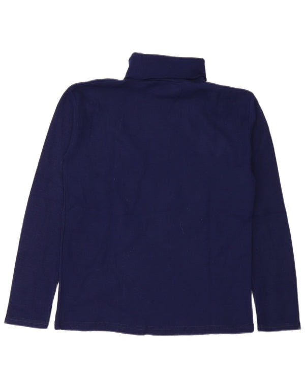 Top feminino vintage com gola redonda manga comprida IT 46 acrílico azul marinho grande